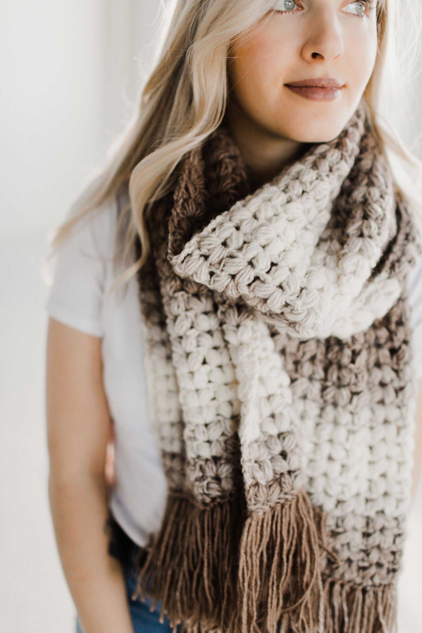 Crochet Kit - Puffed Up Fringe Scarf