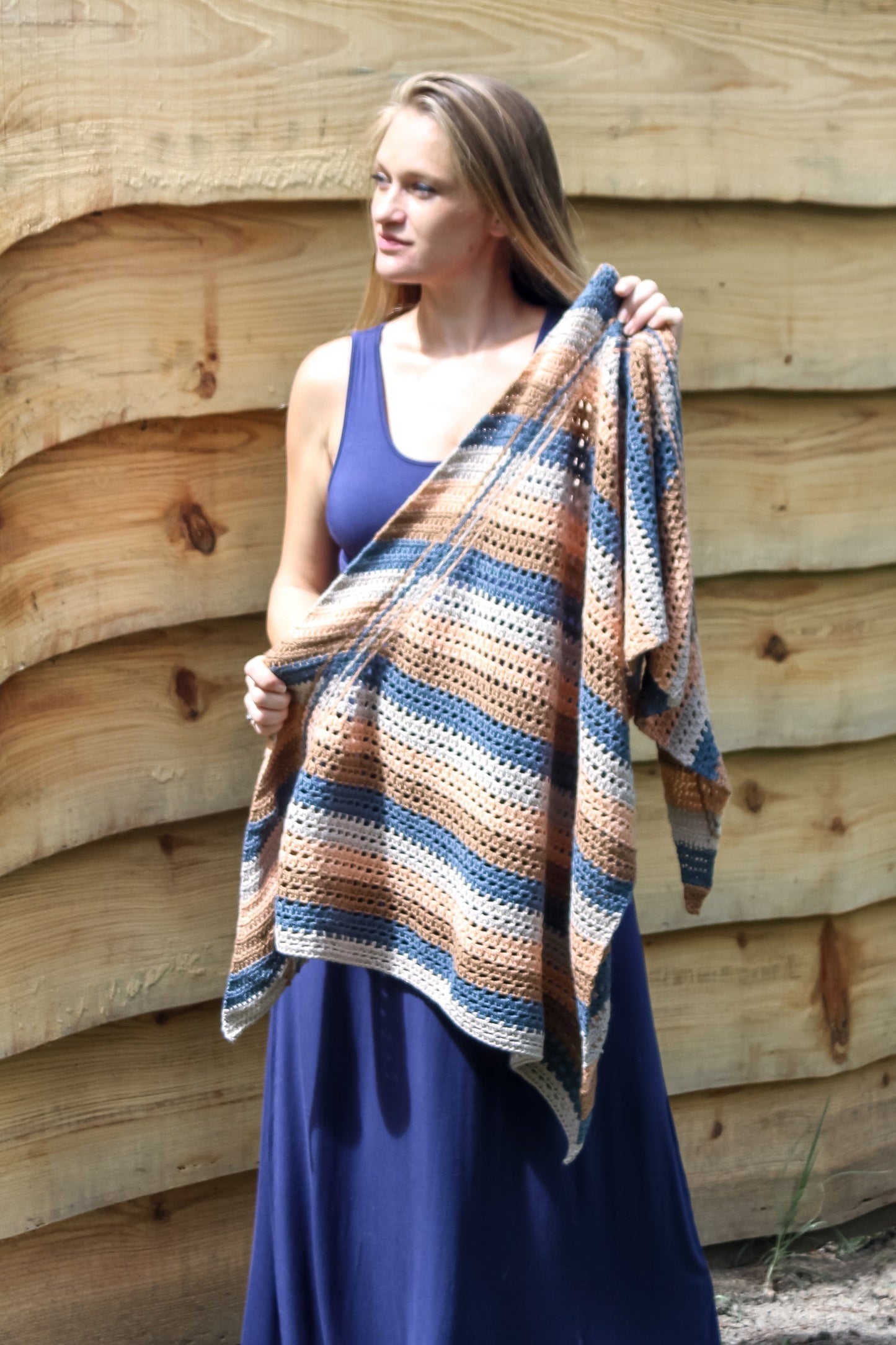Crochet Kit - Striped Triangle Shawl