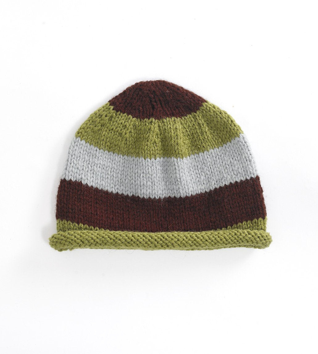 Wide Striped Cap Pattern (Knit)