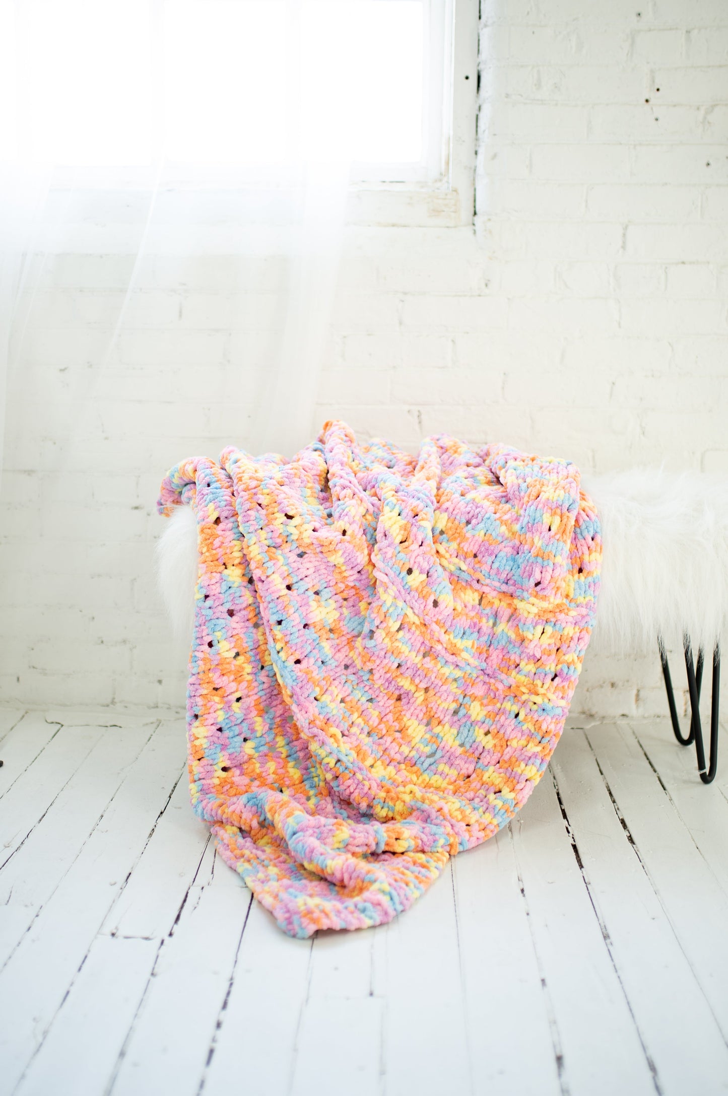 Cora Eyelet Afghan (Knit)