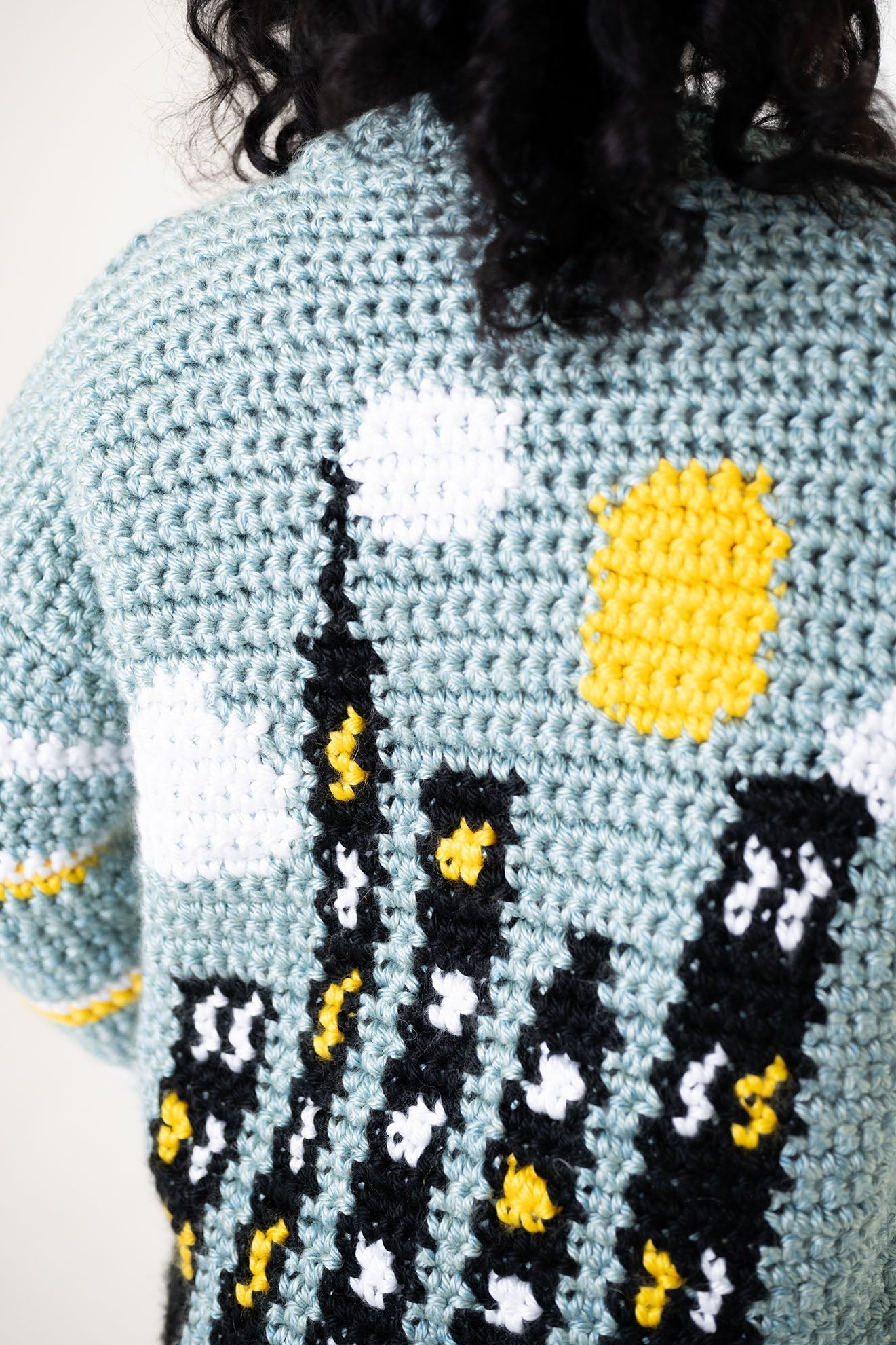 City Skyline Scene Cardigan (Crochet)