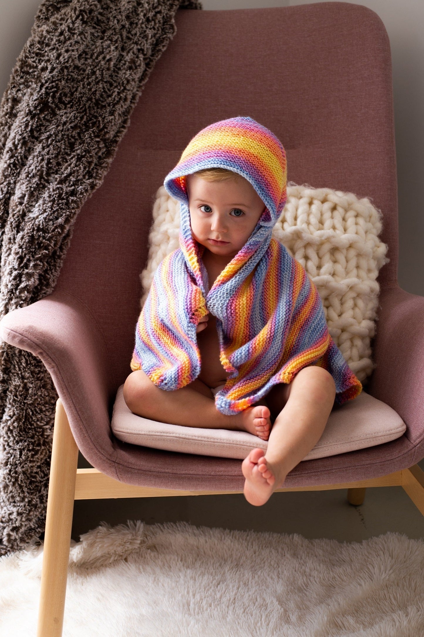 Rainbow Hooded Afghan (Knit)