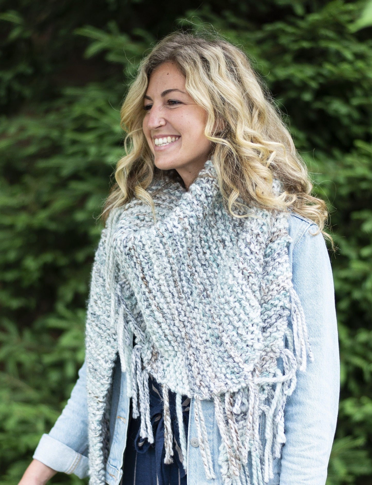 Fringed Statement Shawl (Knit) - Version 2