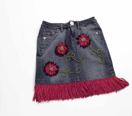 Fringed Jeans Skirt Embellishment Pattern (Knit)