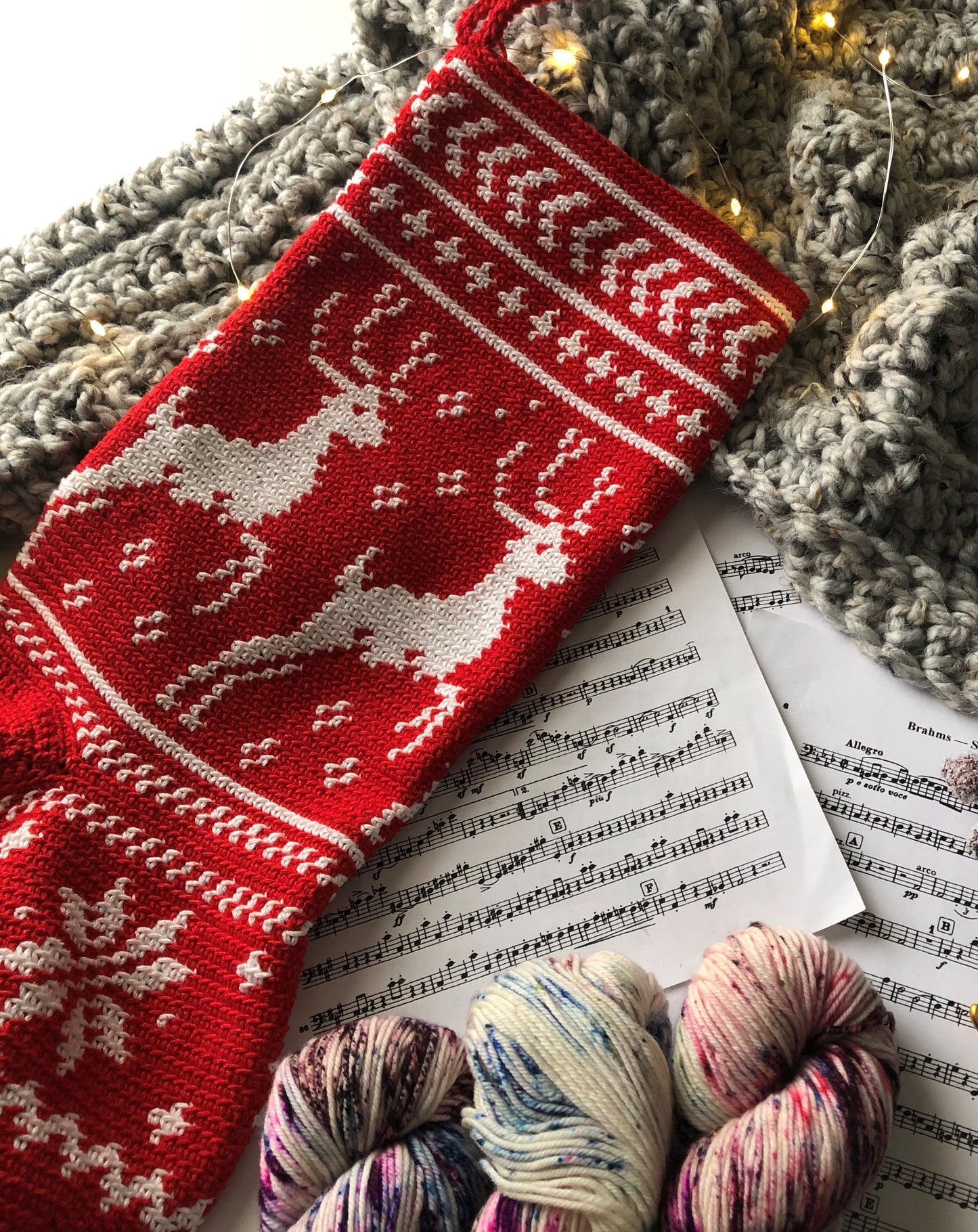Crochet Kit - On Prancer Christmas Stocking