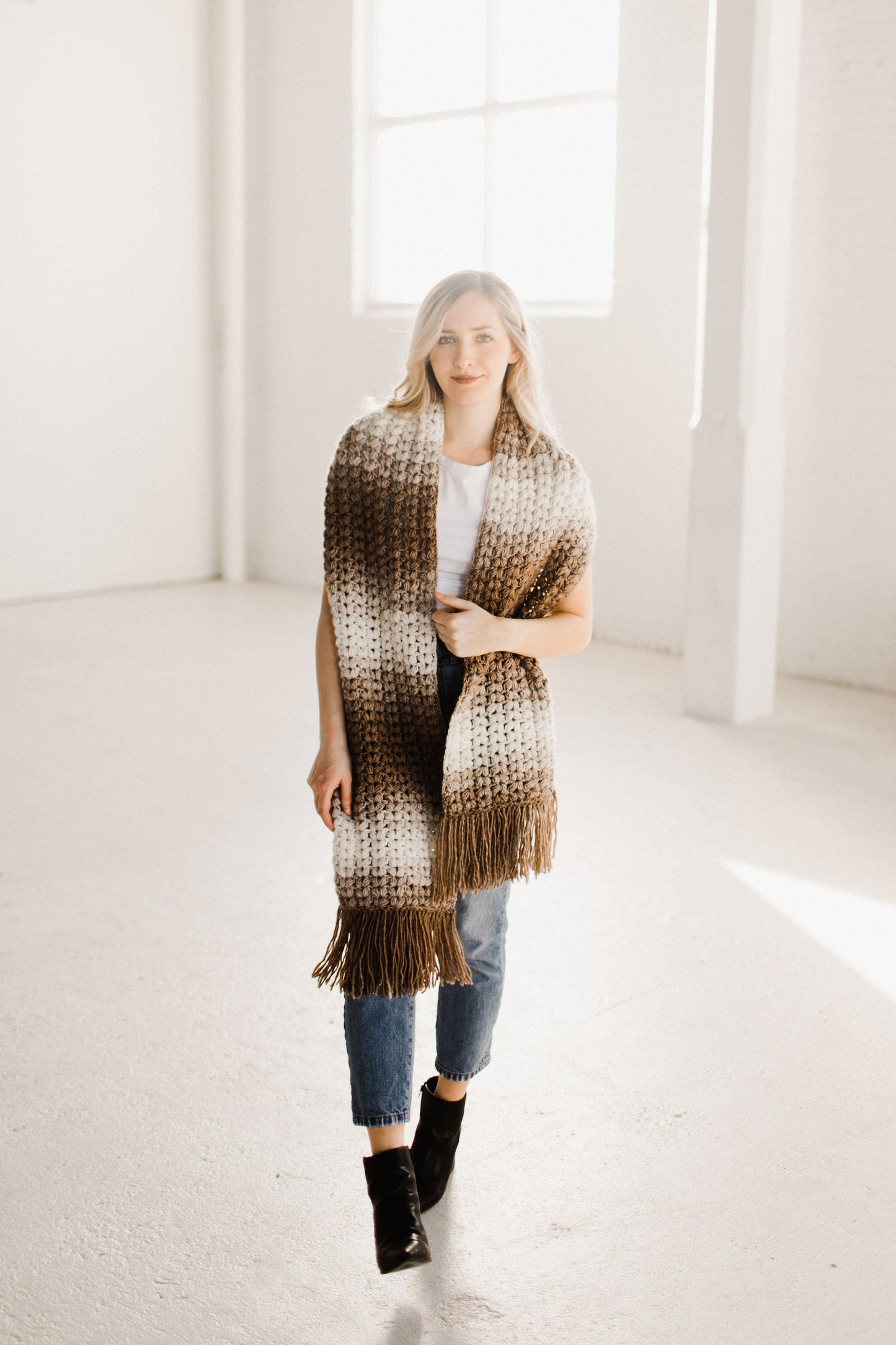 Crochet Kit - Puffed Up Fringe Scarf