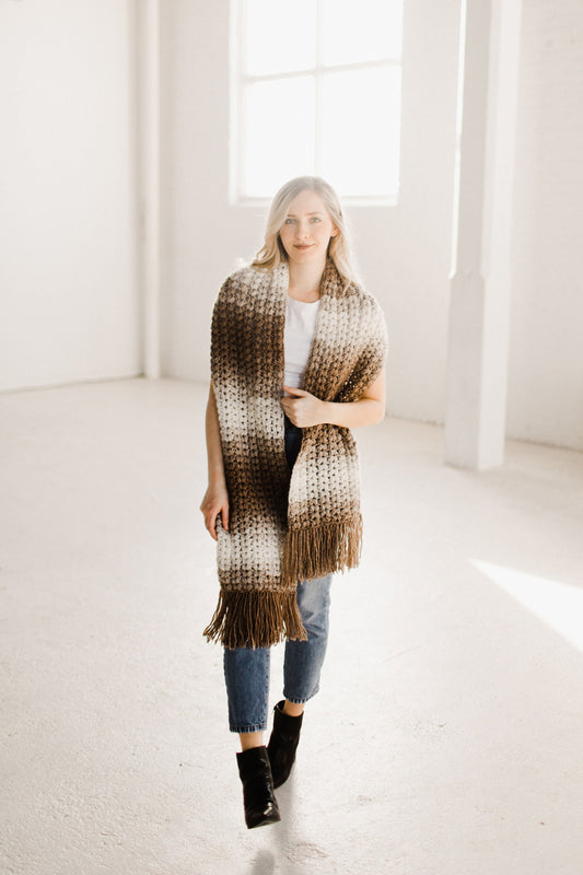 Crochet Kit - Puffed Up Fringe Scarf