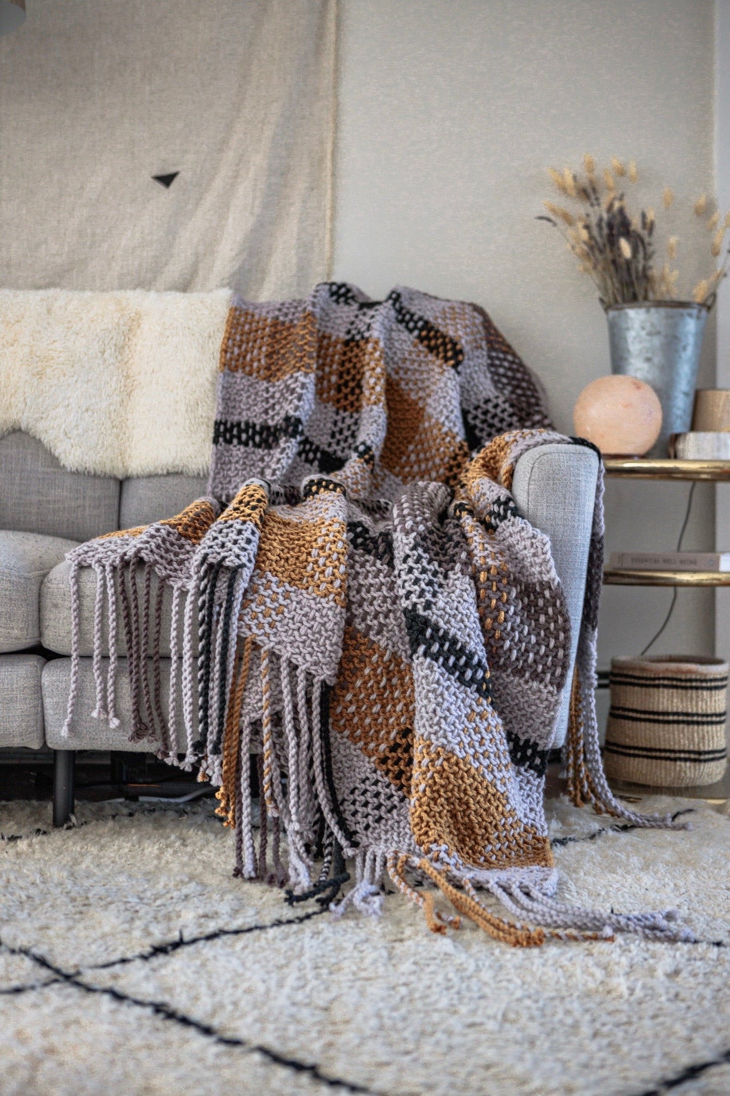 Knit Kit - Moonstone Plaid Blanket