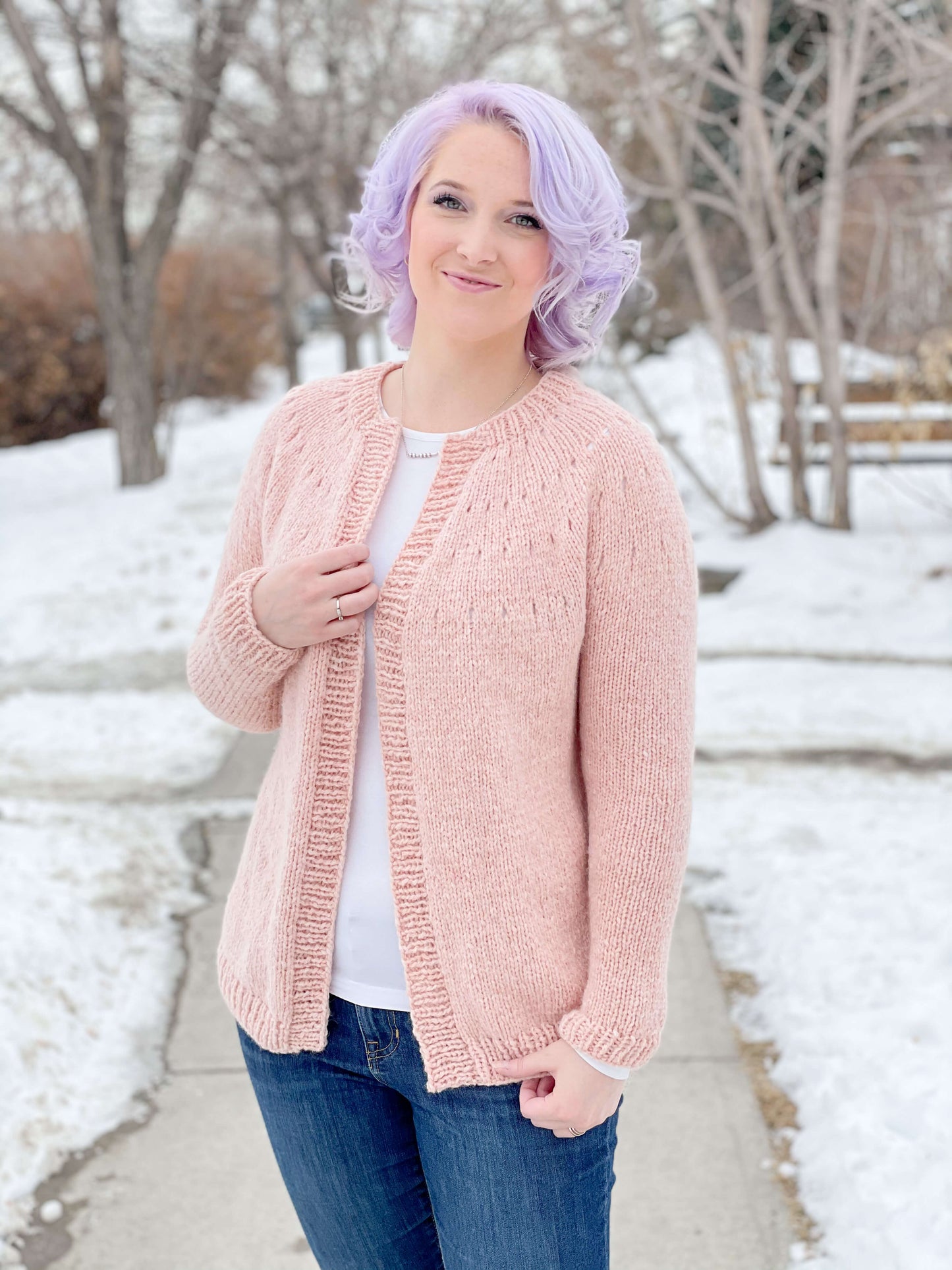 Knit Kit - Easy Eyelet Yoke Cardigan