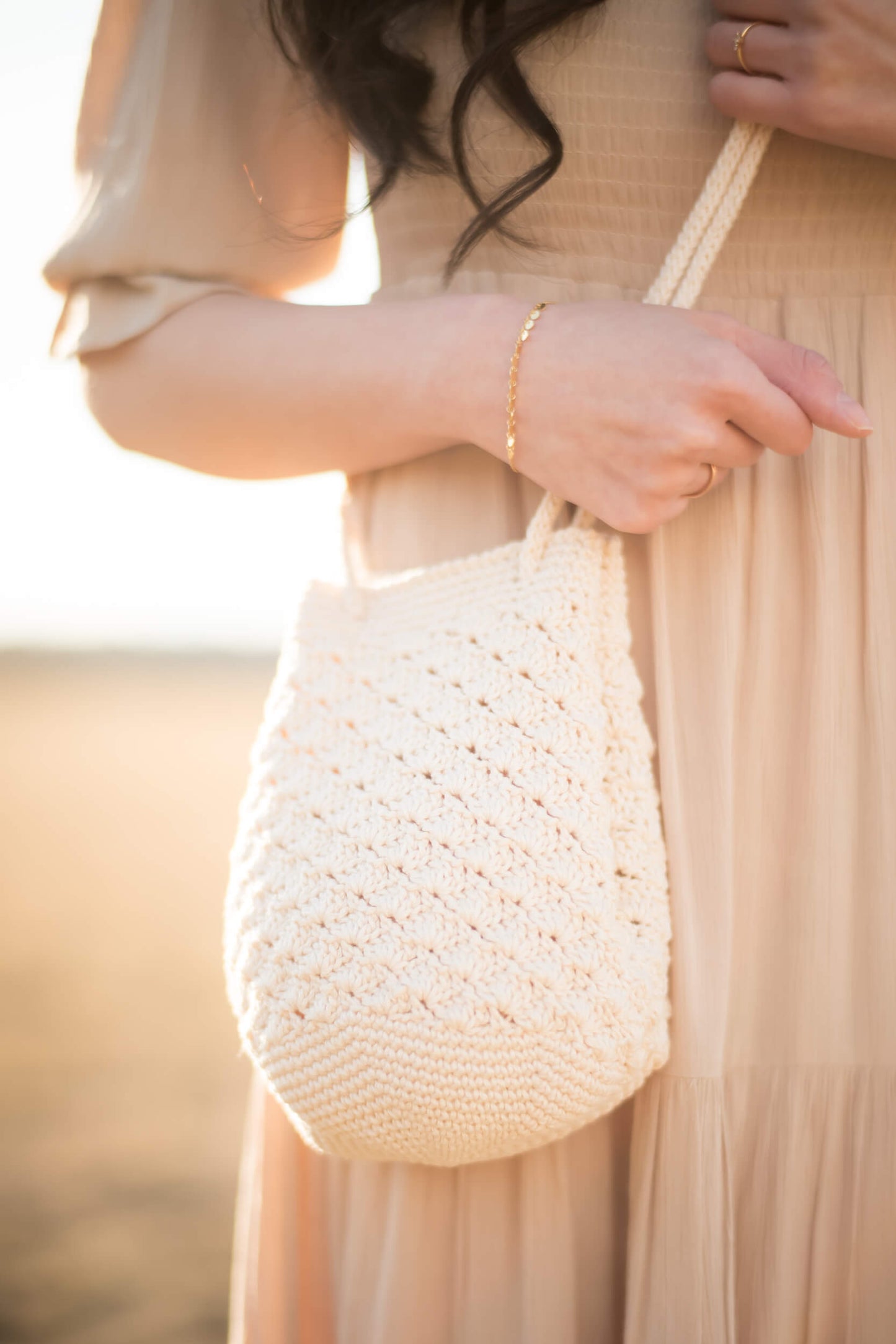 Crochet Kit - Rosette Drawstring Bag