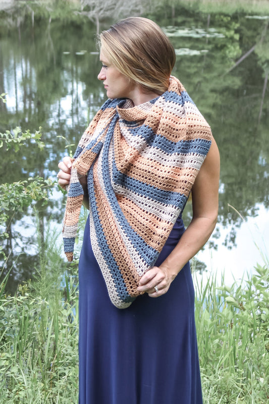 Crochet Kit - Striped Triangle Shawl