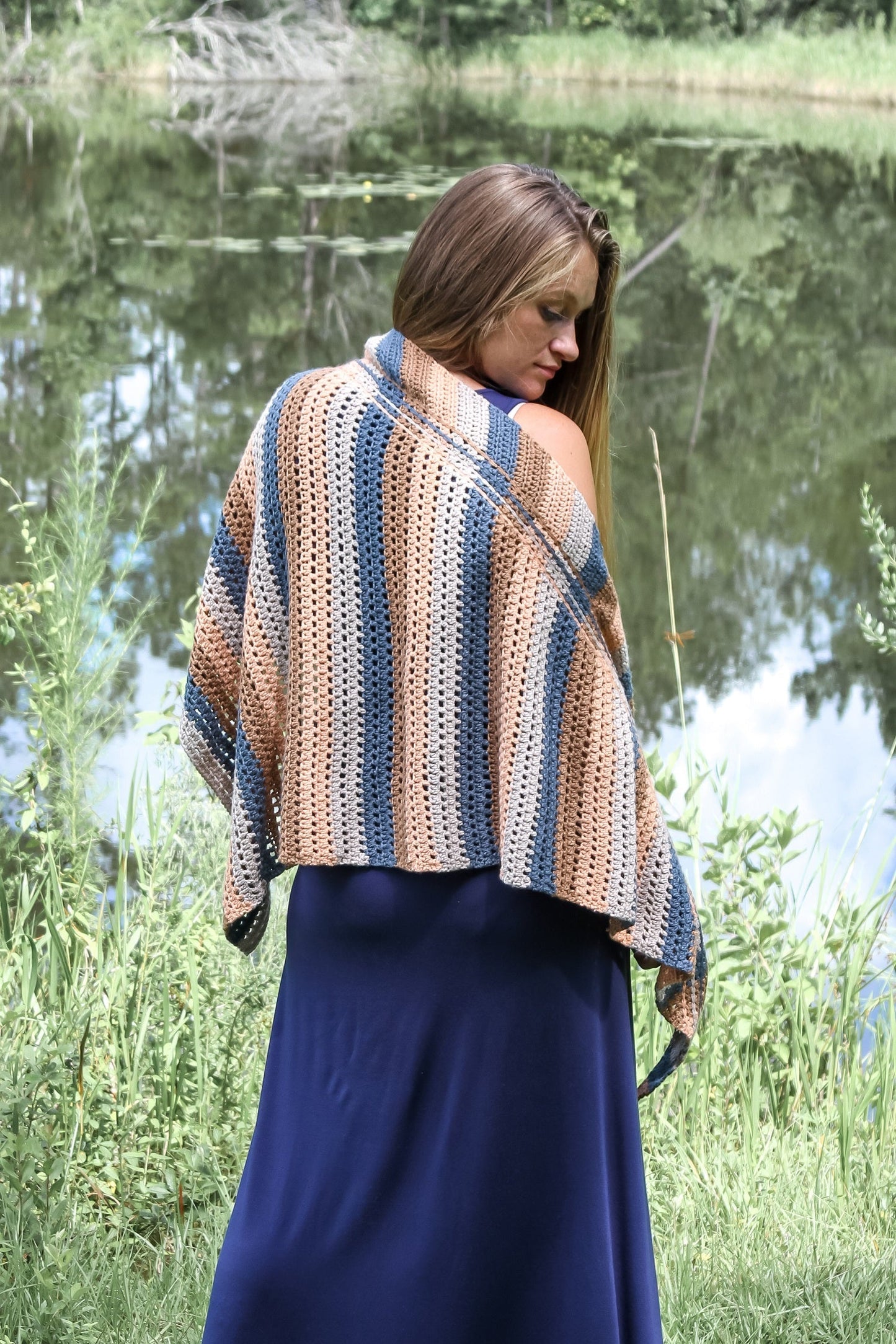 Crochet Kit - Striped Triangle Shawl