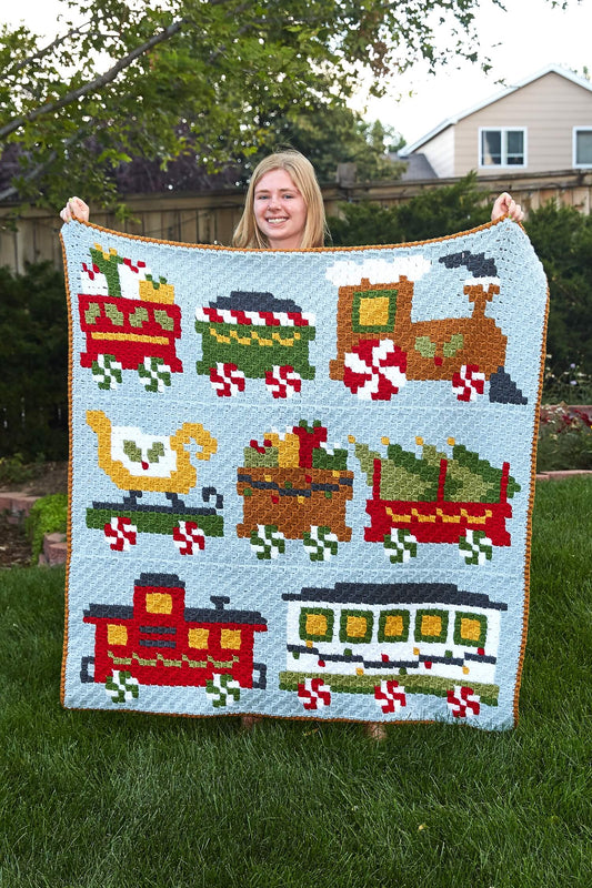 Crochet Kit - Christmas Train Throw