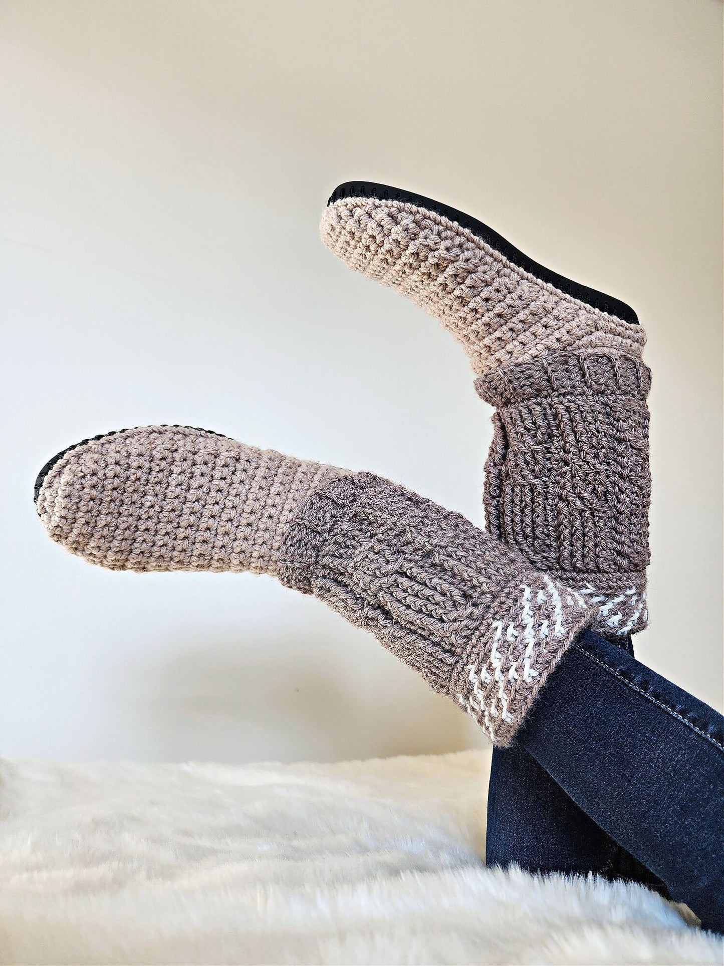 Crochet Kit - Cable Crochet Slipper Boots Foam Insoles
