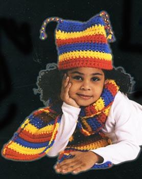 Primary Stripes Childs Hat and Scarf Pattern (Crochet)