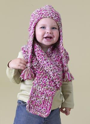 Speed Hook Earflap Hat and Scarf Set Pattern (Crochet)