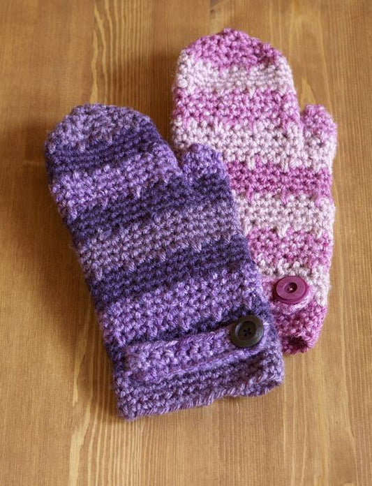 Spray of Color Rose Mittens (Crochet)
