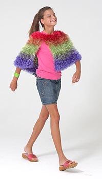 Young Miss Striped Poncho Pattern (Crochet)