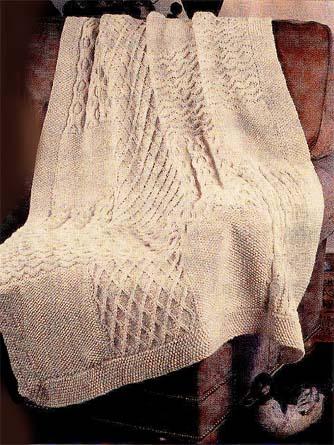 Aran Knit Sampler Afghan Pattern (Knit)