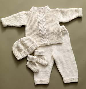 Cabled Baby Set Pattern (Knit)