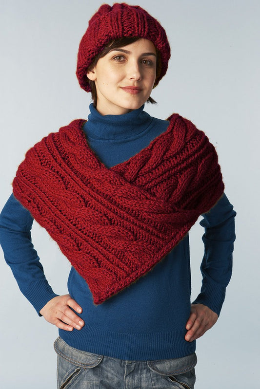 Cabled Wrap And Hat Pattern (Knit)