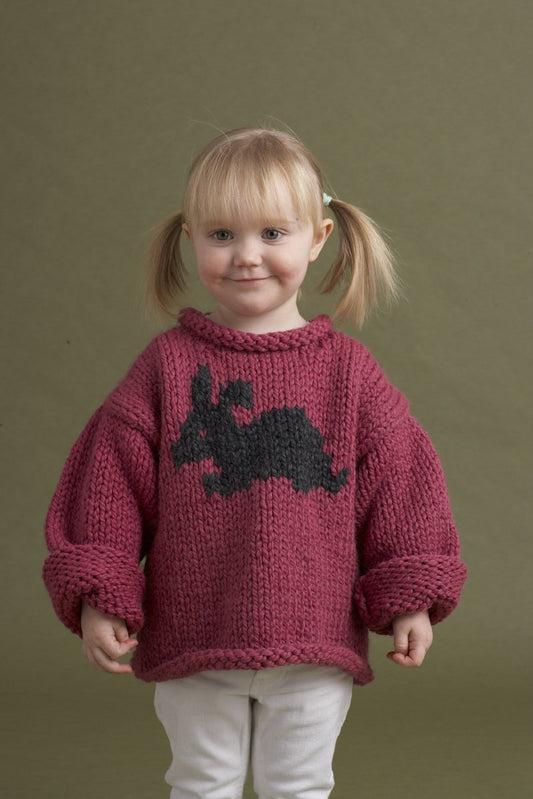 Childs Bunny Motif Pullover Pattern (Knit)