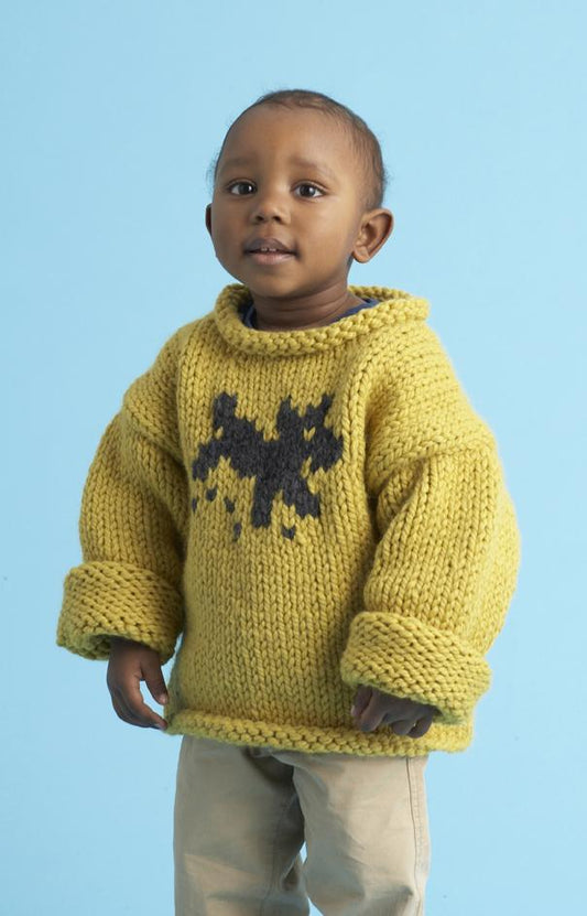 Childs Dog Motif Pullover Pattern (Knit)