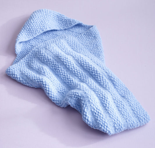 Hooded Seed Stitch Baby Blanket Pattern (Knit)