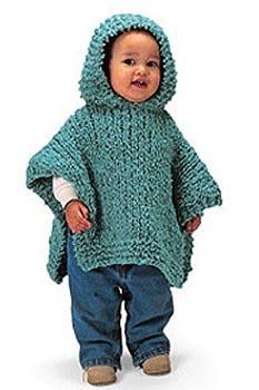Knit Hooded Baby Poncho Pattern (Knit)
