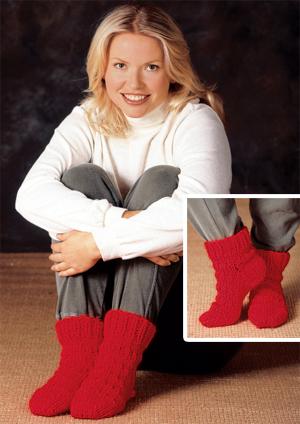 Red Hot Slipper Socks Pattern (Knit)