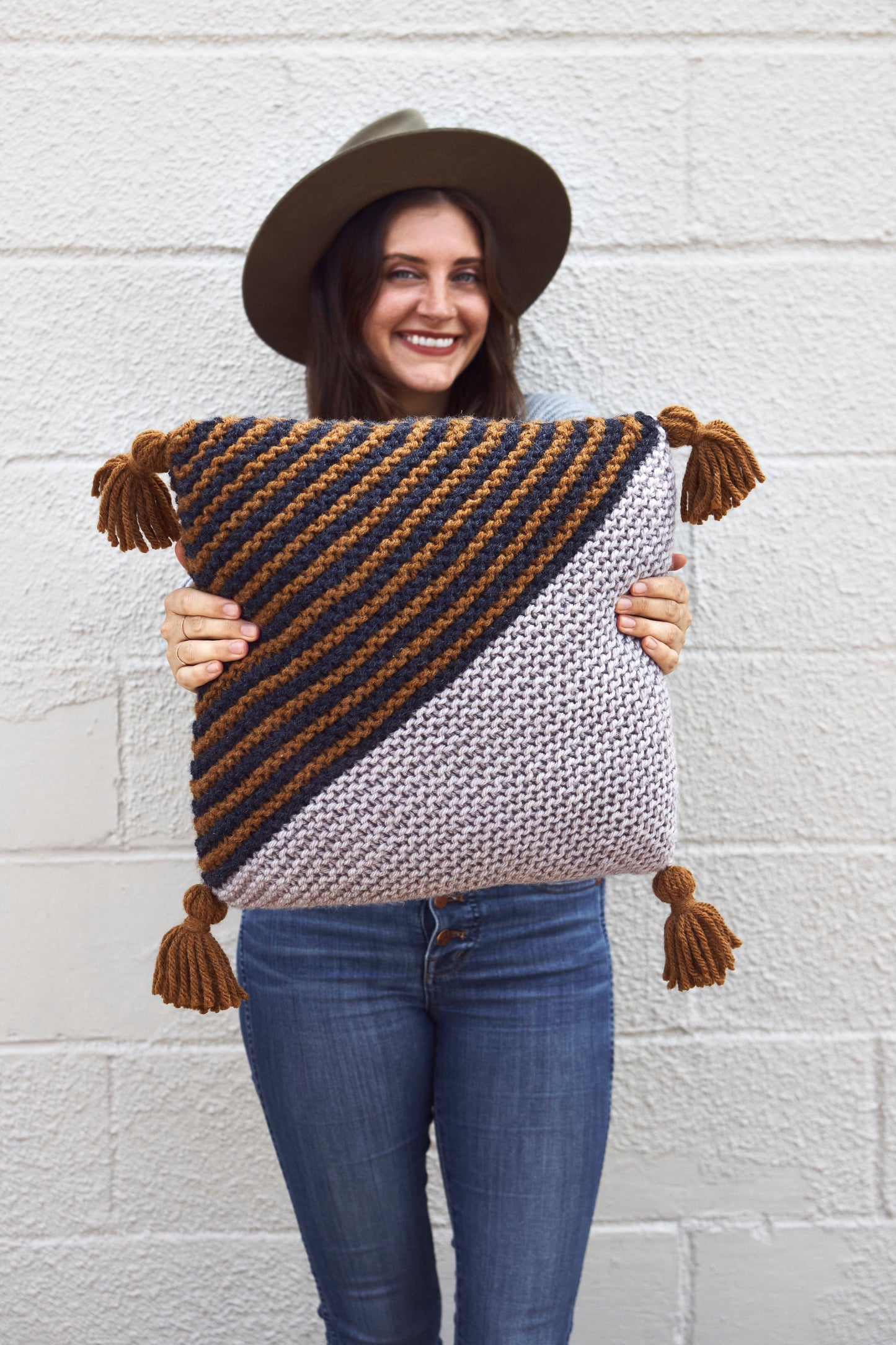 On the Bias Throw Pillow (Knit)
