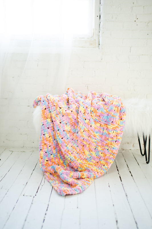 Cora Eyelet Afghan (Knit)