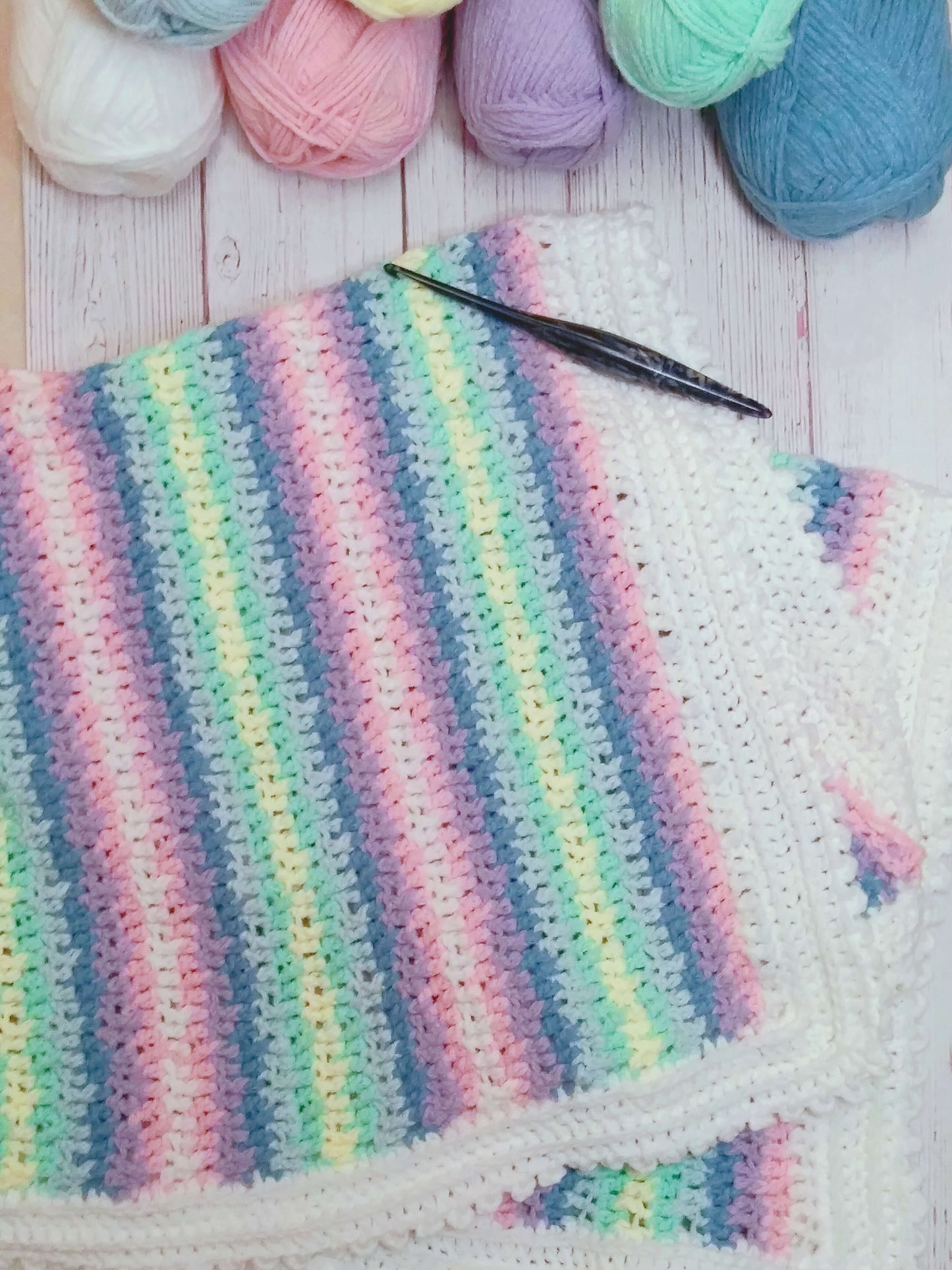 Rainbow Stripe Blanket (Crochet)