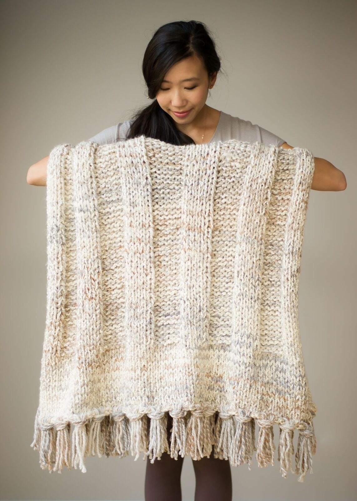 Knit Kit - Simple Chunky Ribbed Knit Blanket