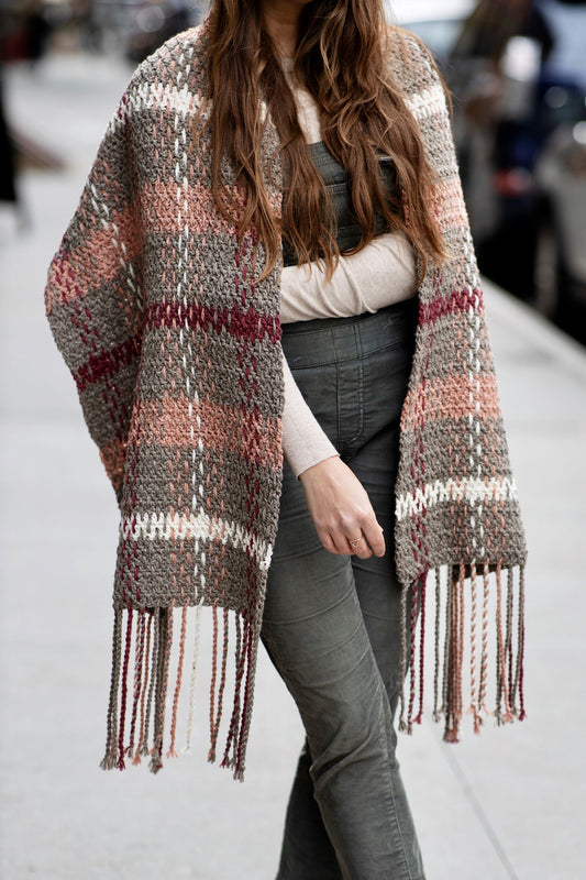 Crochet Kit - Rosebridge Plaid Blanket Scarf