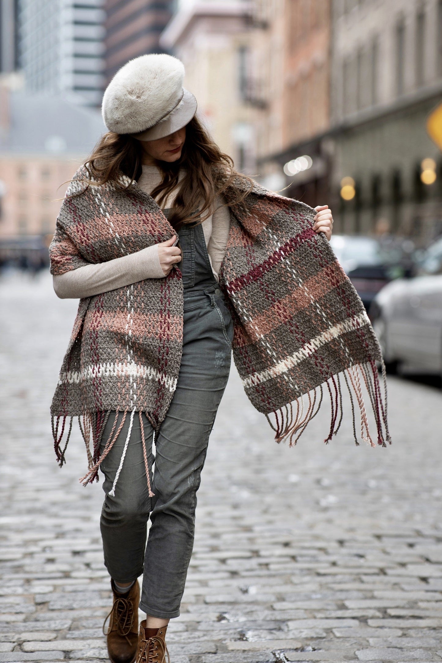 Crochet Kit - Rosebridge Plaid Blanket Scarf