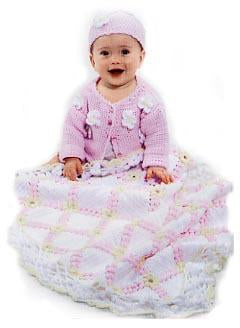 Heirloom Baby Afghan and Hat and Sweater Set Pattern (Crochet)