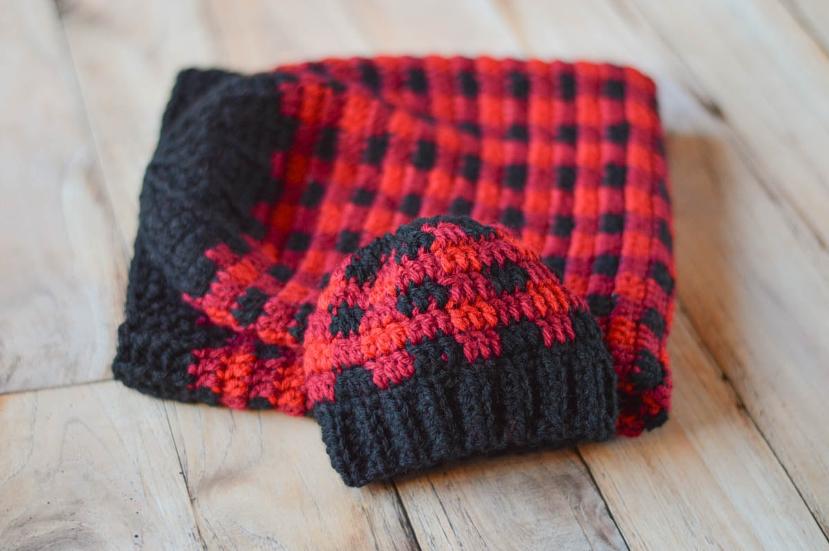 Crochet Kit - Plaid Cocoon Set
