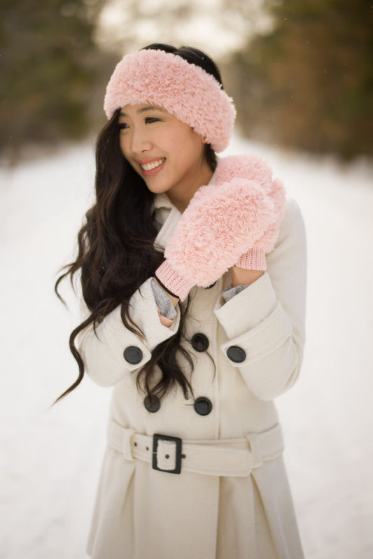 Crochet Kit - Faux Fur Mittens and Headband