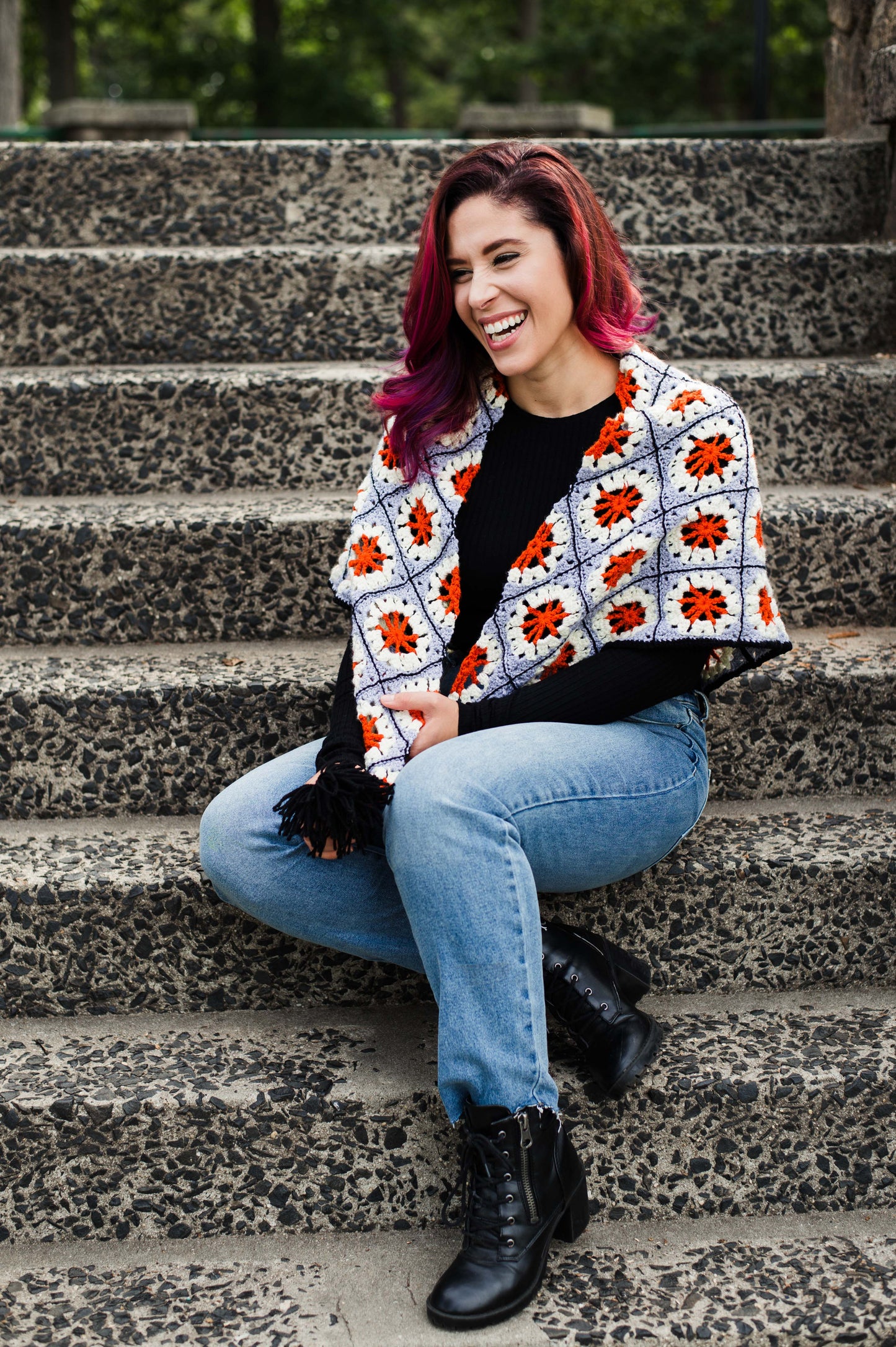 Granny Square Triangle Shawl (Crochet)
