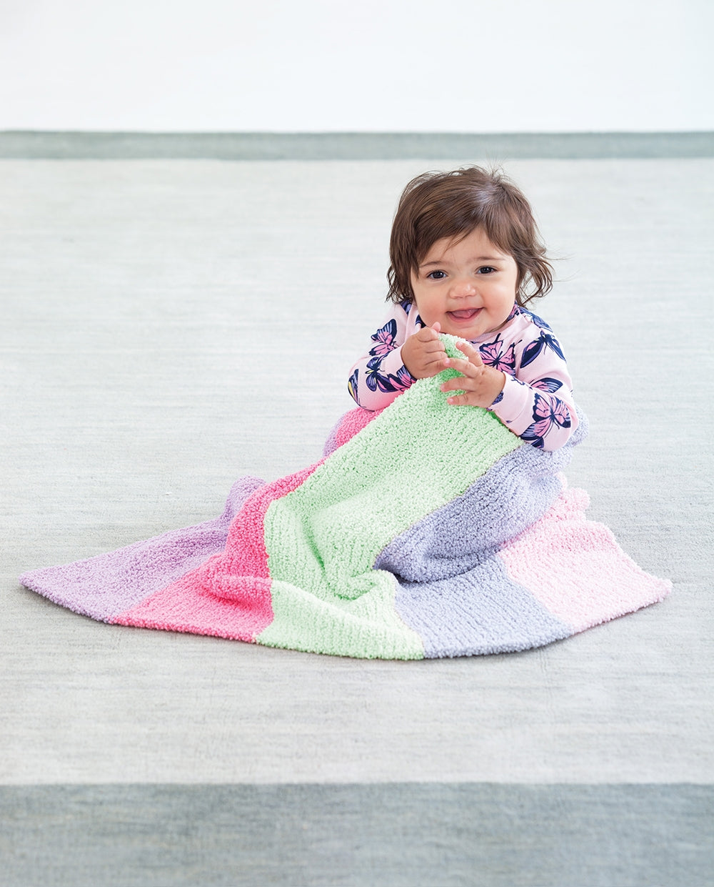 Plush Striped Baby Afghan (Knit) - Version 1