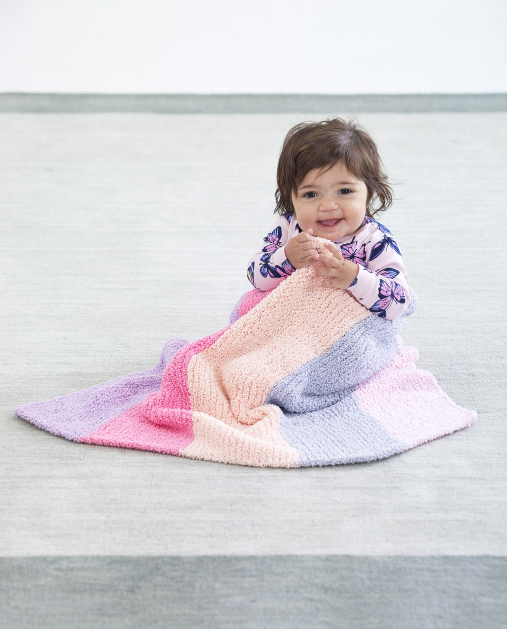 Plush Striped Baby Afghan (Knit) - Version 2