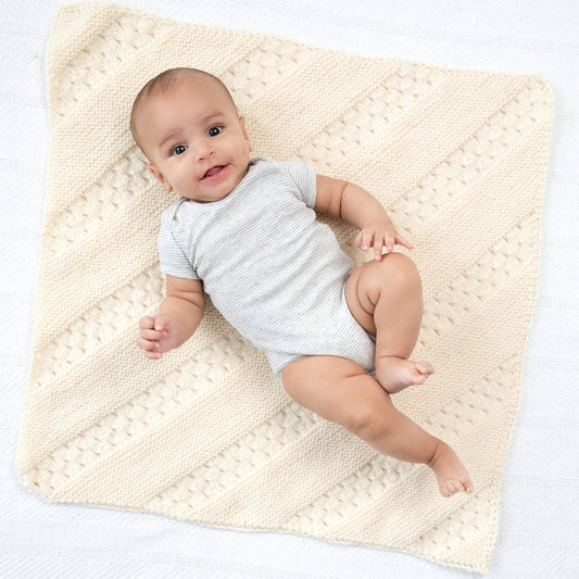 Diagonal Eyelet Baby Afghan (Knit)