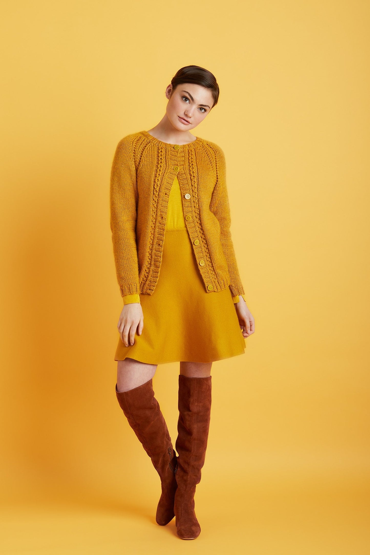 Cabled Raglan Cardigan (Knit)