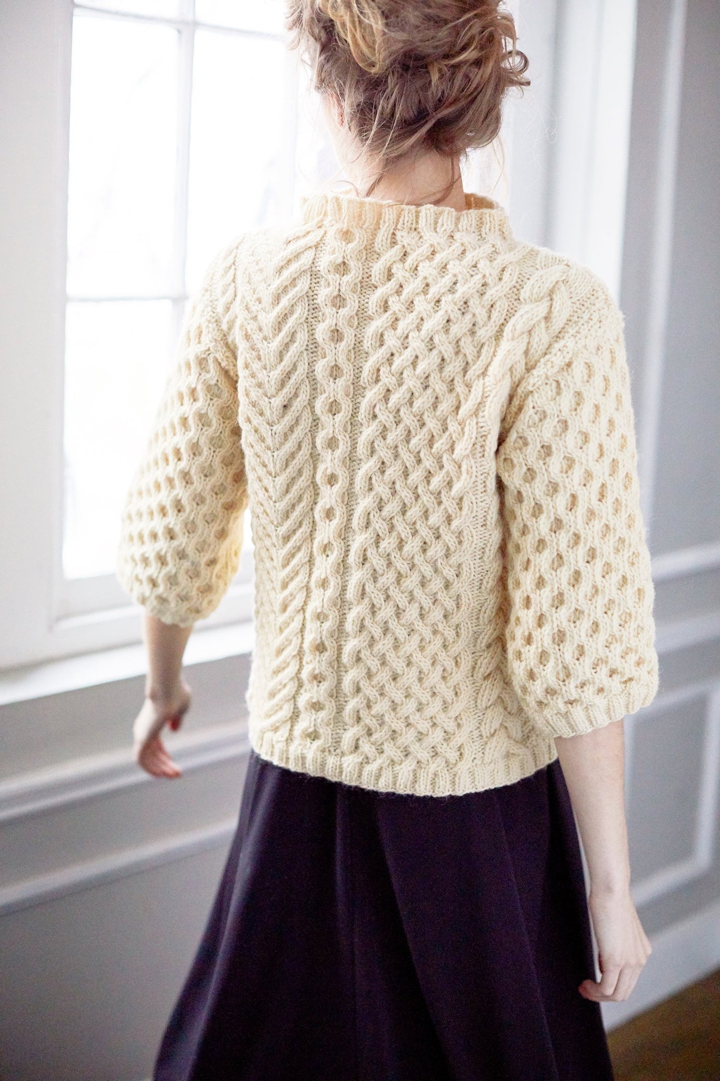 Funnel Neck Cable Sweater (Knit)
