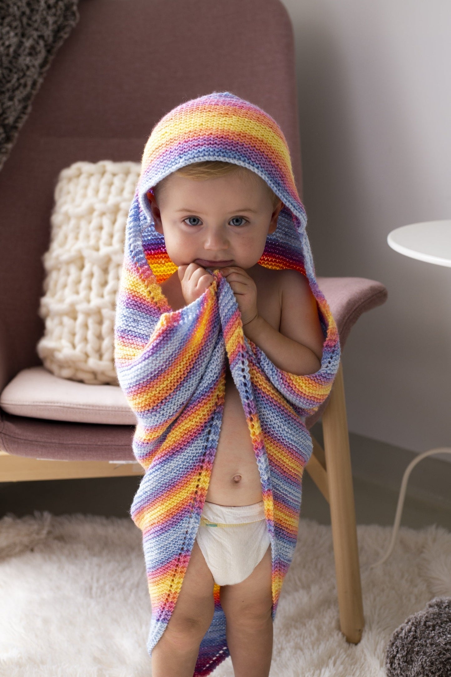 Rainbow Hooded Afghan (Knit)